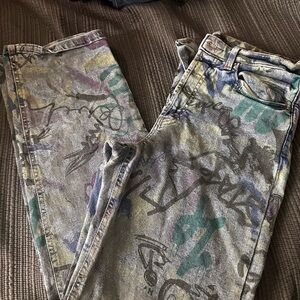 Women's Multicolor Graffiti Jeans